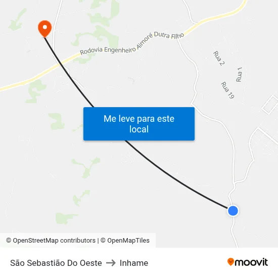 São Sebastião Do Oeste to Inhame map