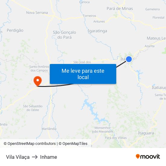 Vila Vilaça to Inhame map