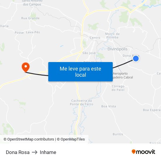 Dona Rosa to Inhame map