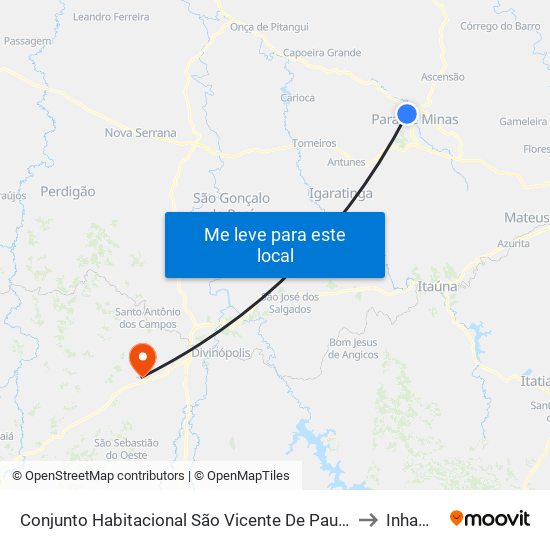 Conjunto Habitacional São Vicente De Paulo to Inhame map