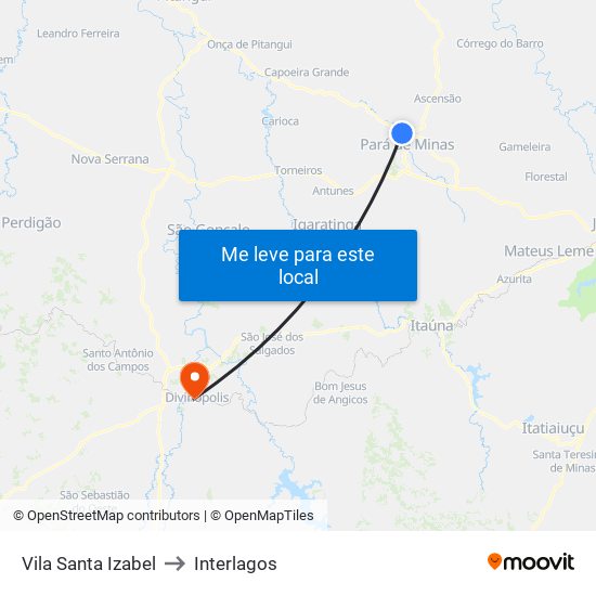 Vila Santa Izabel to Interlagos map