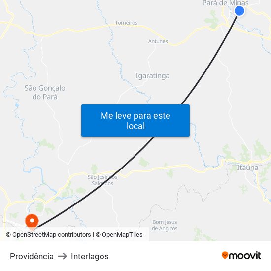 Providência to Interlagos map