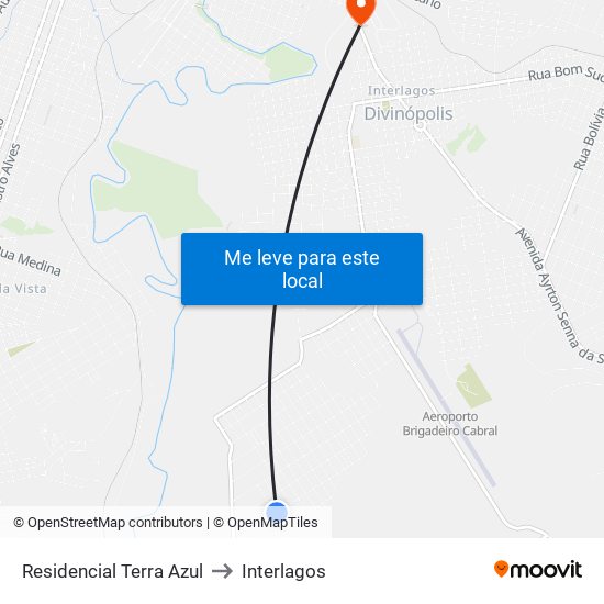 Residencial Terra Azul to Interlagos map