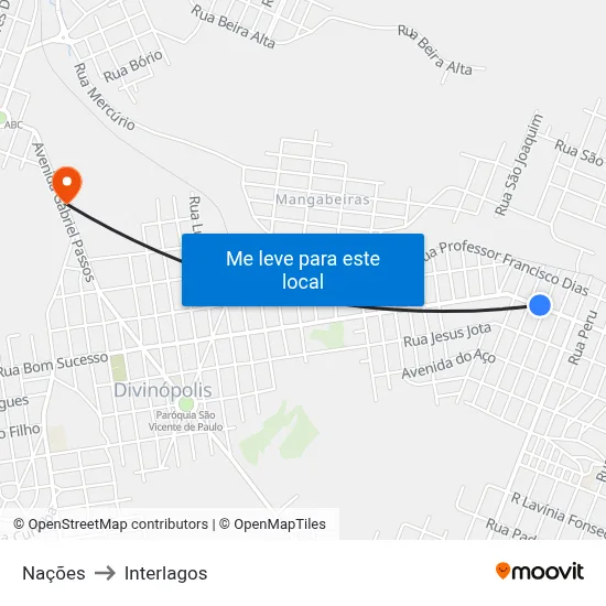 Nações to Interlagos map