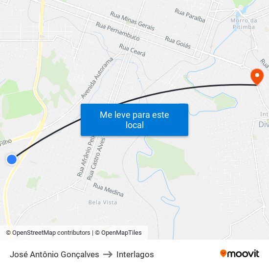 José Antônio Gonçalves to Interlagos map