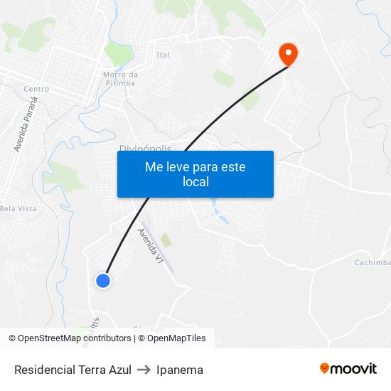 Residencial Terra Azul to Ipanema map