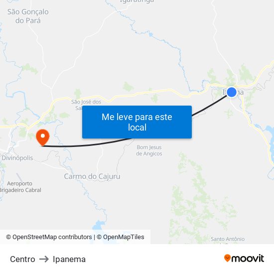 Centro to Ipanema map