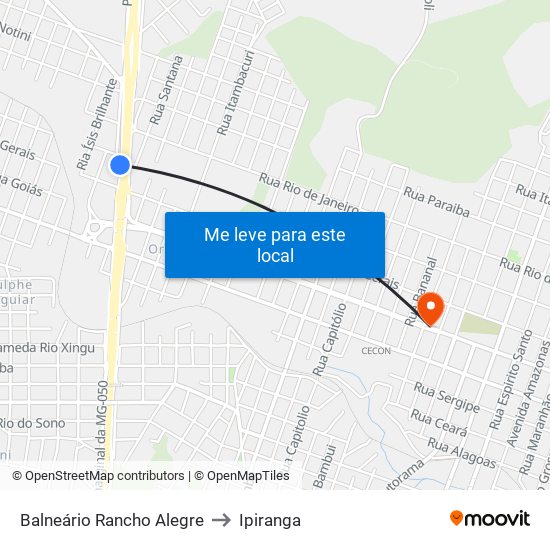 Balneário Rancho Alegre to Ipiranga map