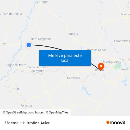 Moema to Irmãos Auler map