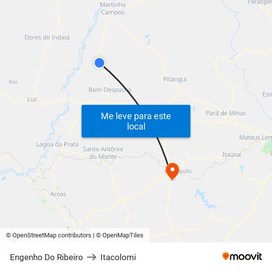 Engenho Do Ribeiro to Itacolomi map