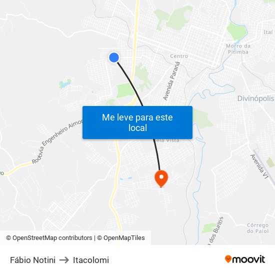 Fábio Notini to Itacolomi map