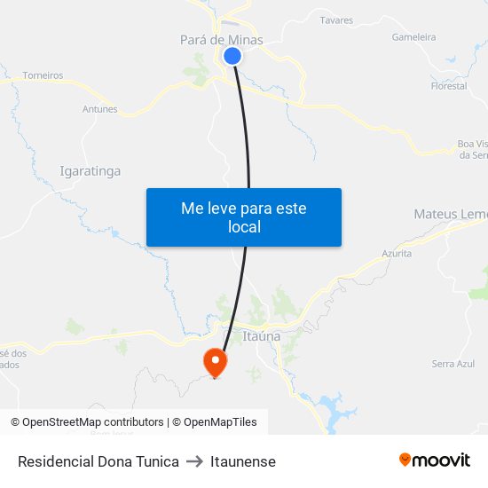 Residencial Dona Tunica to Itaunense map