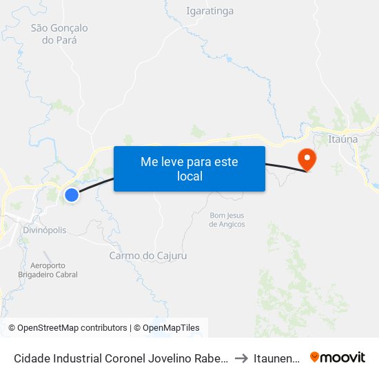 Cidade Industrial Coronel Jovelino Rabelo to Itaunense map