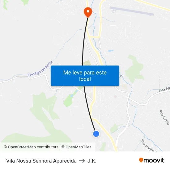 Vila Nossa Senhora Aparecida to J.K. map