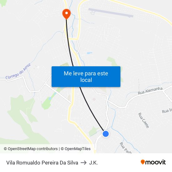 Vila Romualdo Pereira Da Silva to J.K. map