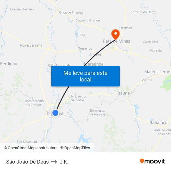 São João De Deus to J.K. map