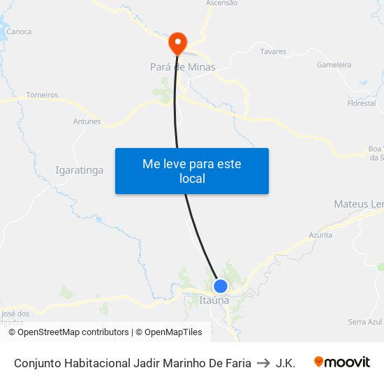 Conjunto Habitacional Jadir Marinho De Faria to J.K. map