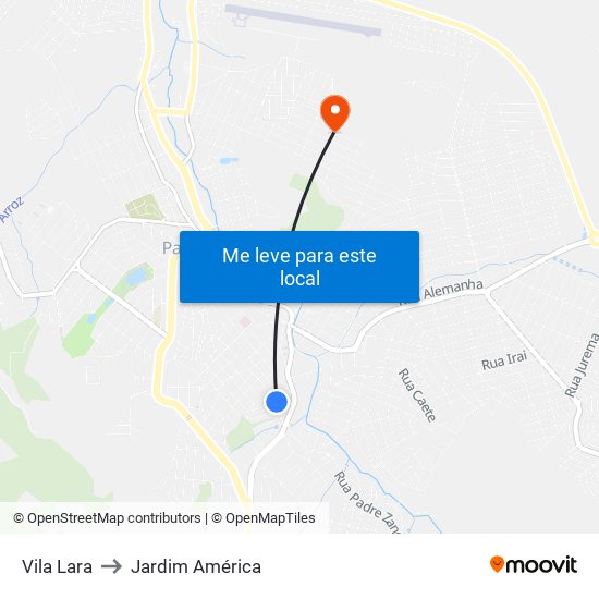 Vila Lara to Jardim América map