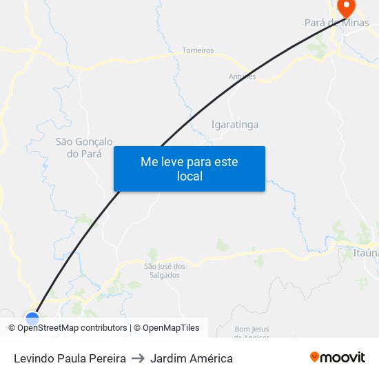Levindo Paula Pereira to Jardim América map