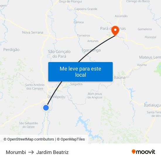 Morumbi to Jardim Beatriz map