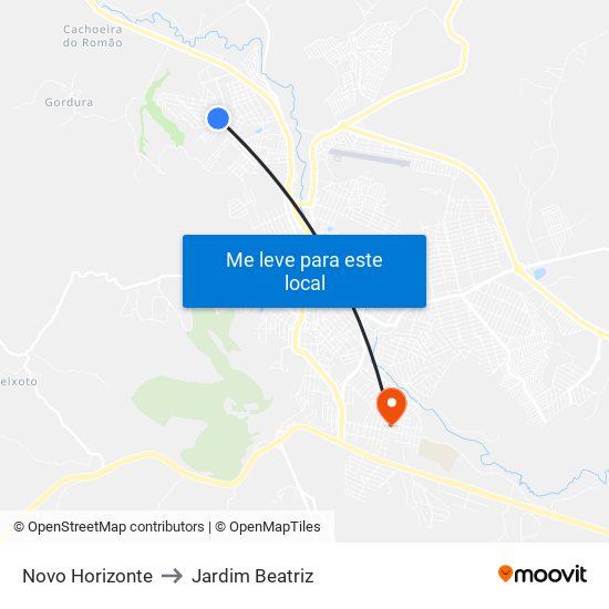 Novo Horizonte to Jardim Beatriz map