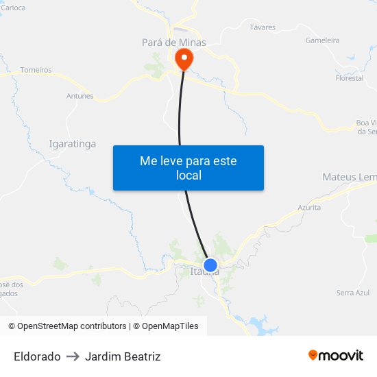 Eldorado to Jardim Beatriz map