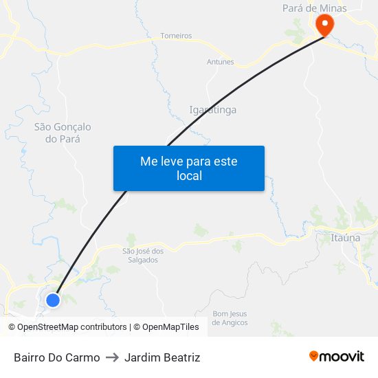 Bairro Do Carmo to Jardim Beatriz map