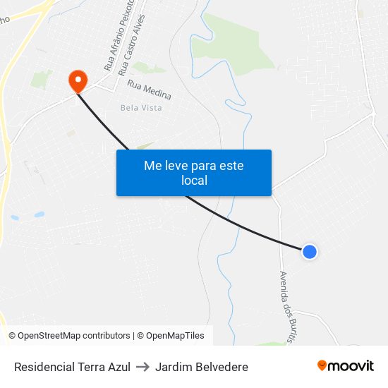 Residencial Terra Azul to Jardim Belvedere map