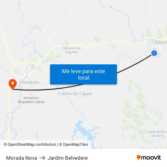 Morada Nova to Jardim Belvedere map