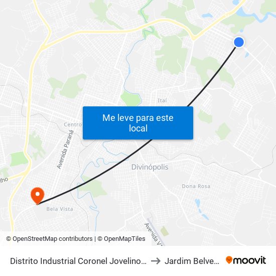 Distrito Industrial Coronel Jovelino Rabelo to Jardim Belvedere map