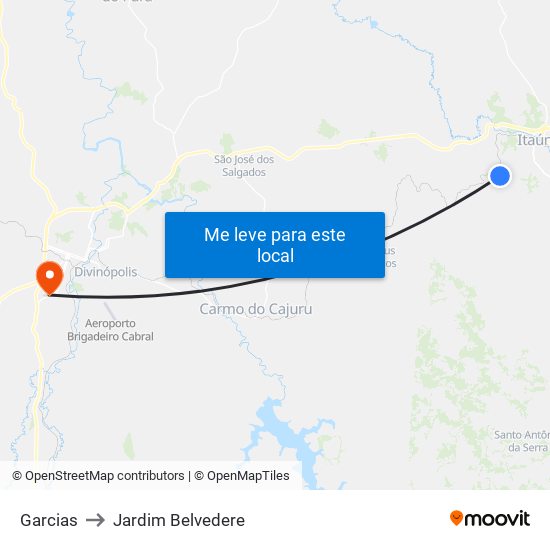 Garcias to Jardim Belvedere map