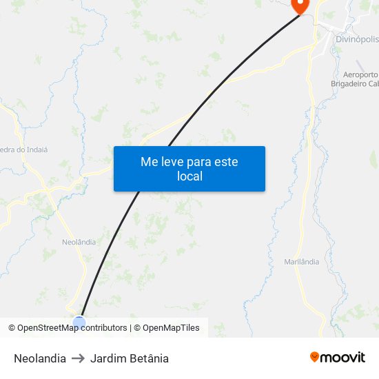 Neolandia to Jardim Betânia map