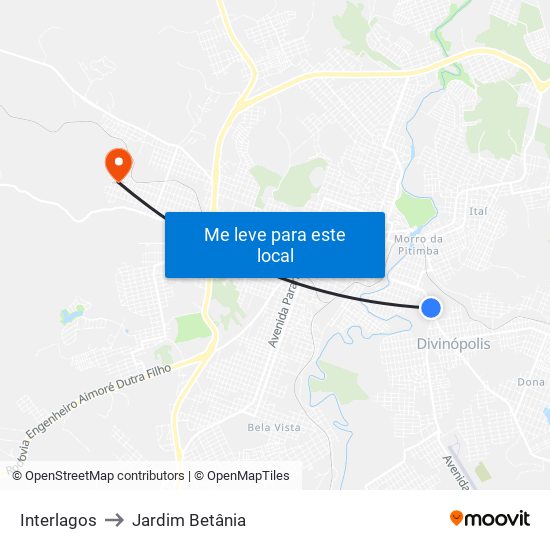 Interlagos to Jardim Betânia map