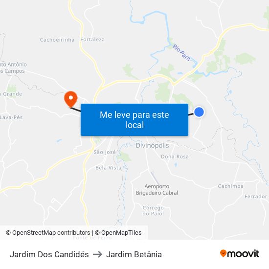 Jardim Dos Candidés to Jardim Betânia map