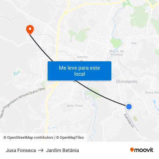 Jusa Fonseca to Jardim Betânia map