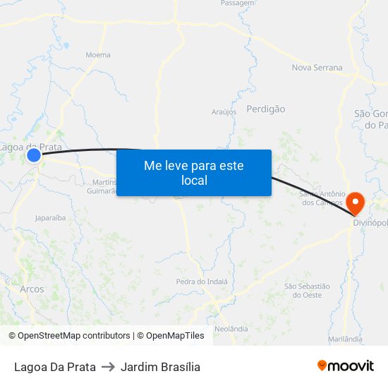 Lagoa Da Prata to Jardim Brasília map