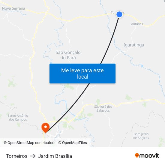 Torneiros to Jardim Brasília map