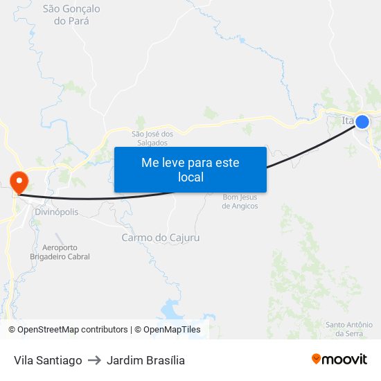 Vila Santiago to Jardim Brasília map