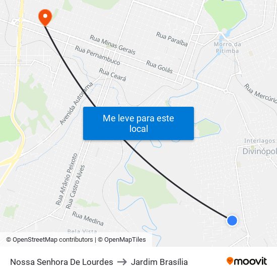 Nossa Senhora De Lourdes to Jardim Brasília map