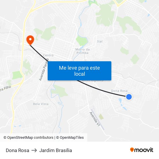 Dona Rosa to Jardim Brasília map