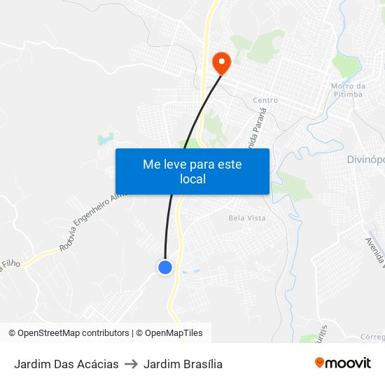 Jardim Das Acácias to Jardim Brasília map