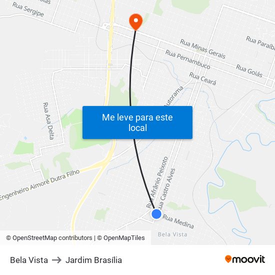 Bela Vista to Jardim Brasília map