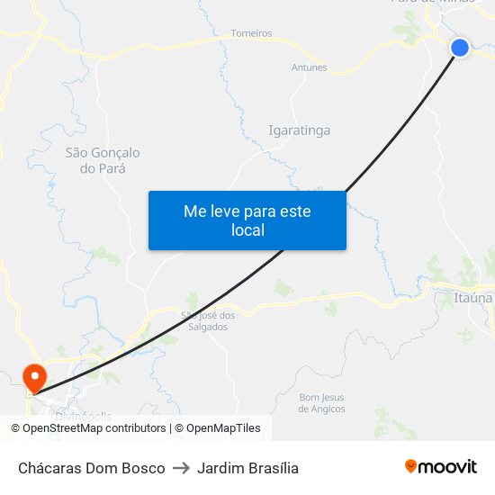 Chácaras Dom Bosco to Jardim Brasília map