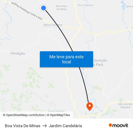 Boa Vista De Minas to Jardim Candelária map