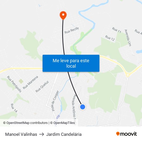 Manoel Valinhas to Jardim Candelária map