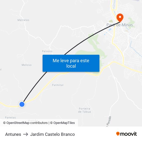 Antunes to Jardim Castelo Branco map