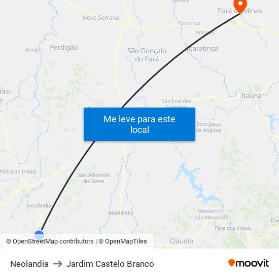 Neolandia to Jardim Castelo Branco map