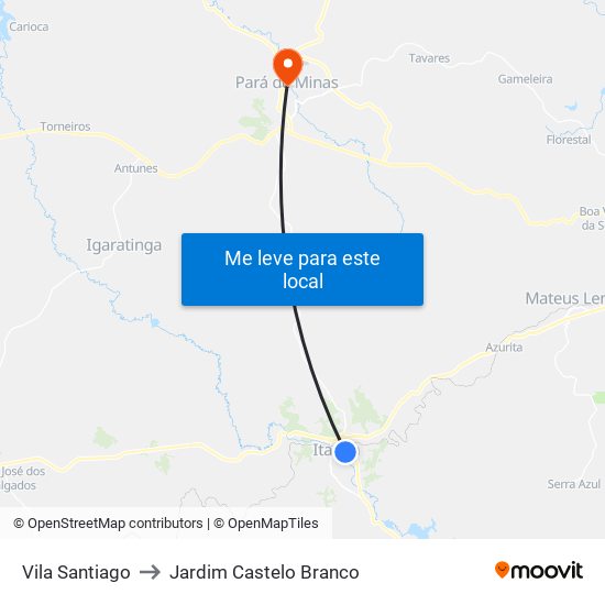 Vila Santiago to Jardim Castelo Branco map