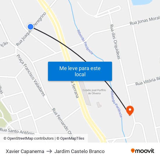 Xavier Capanema to Jardim Castelo Branco map