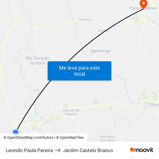 Levindo Paula Pereira to Jardim Castelo Branco map